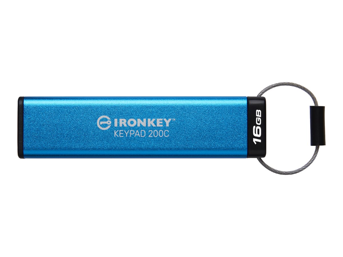 Kingston IronKey Keypad 200C - USB-Flash-Laufwerkverschlüsselt - FIPS 140-3 Level 3 - 16 GB - USB-C 3.2 Gen 1