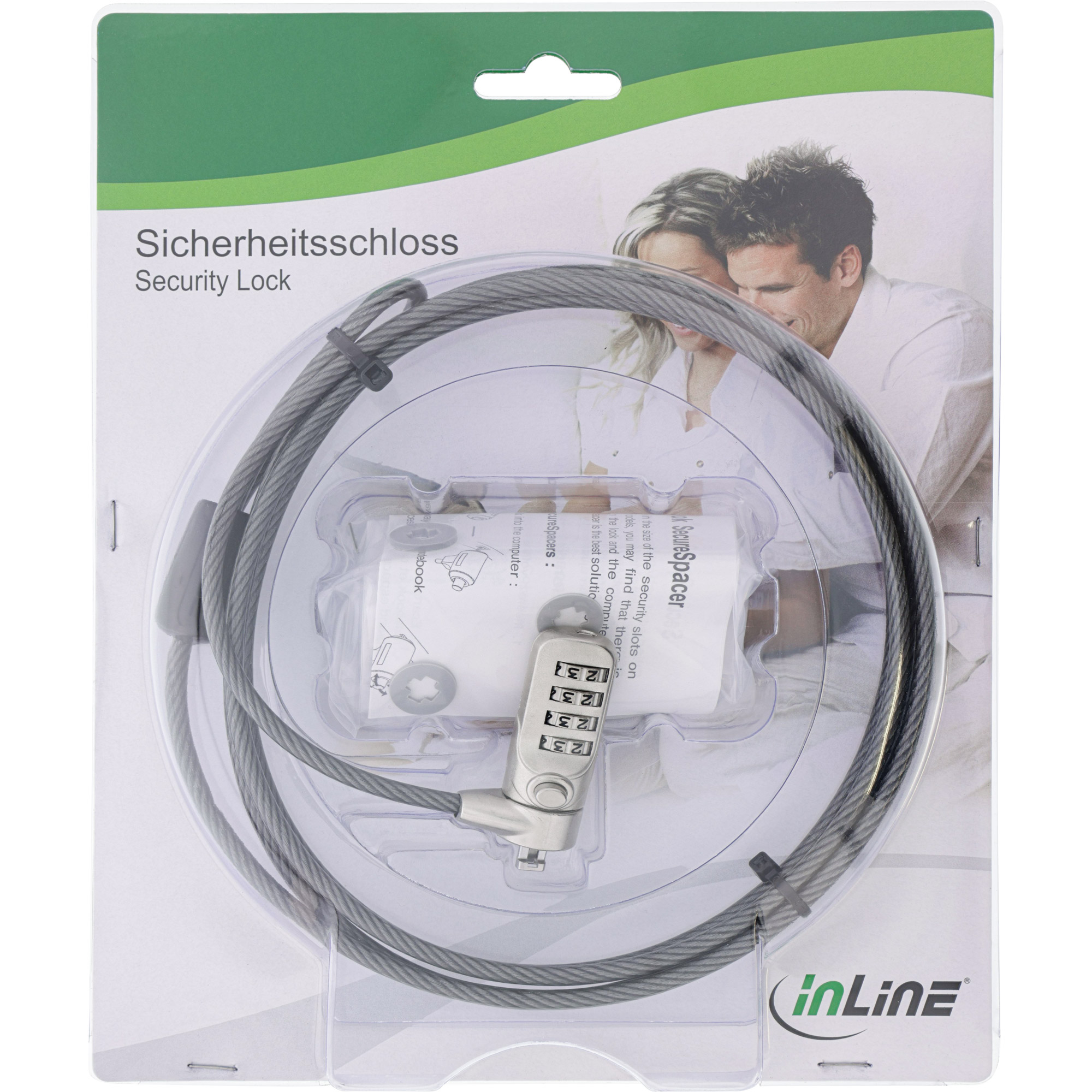 InLine Notebook Sicherheitsschloss - Zahlenkombination - 2m - 4,4mmm