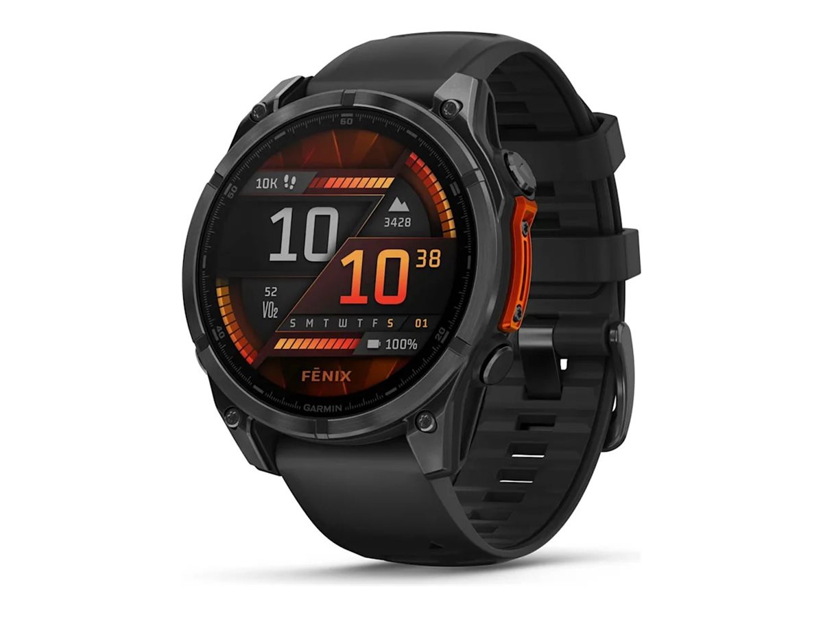 Garmin Fenix 8 - 47 mm - Slate Gray - Sportuhr mit Band - Silikon - schwarz - Handgelenkgröße: 125-208 mm - Anzeige 3.556 cm (1.4")