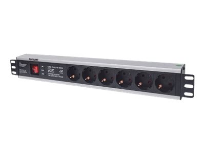 Intellinet 19" 1.5U Rackmount 6-Way Power Strip - German Type", With On/Off Switch and Surge Protection, 3m Power Cord - Steckdosenleiste (Rack - einbaufähig)Wechselstrom 250 V - Eingabe - Eingang CEE
