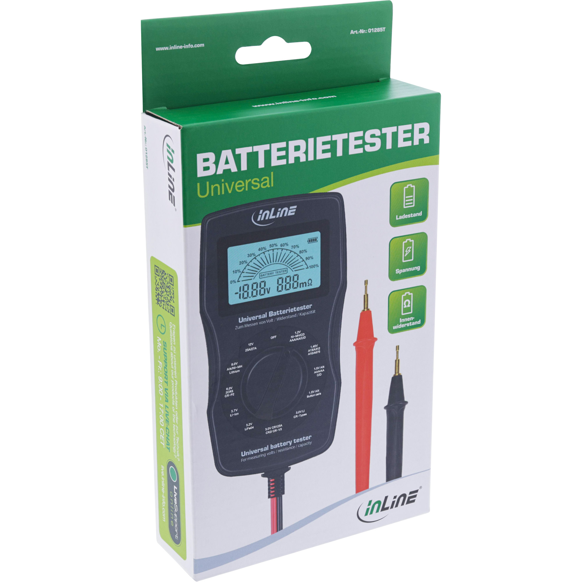 InLine Multifunktions-Batterietester - Messgerät mit LCD-Anzeige- with LCD display