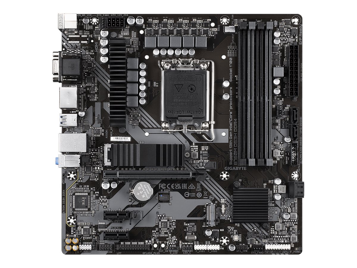 Gigabyte B760M DS3H DDR4 - 1.0 - Motherboard - micro ATX - LGA1700 Sockel - B760 Chipsatz - USB 3.2 Gen 2, USB 3.2 Gen 1, USB-C 3.2 Gen2 - 2.5 Gigabit LAN - Onboard-Grafik (CPU erforderlich)HD Audio (