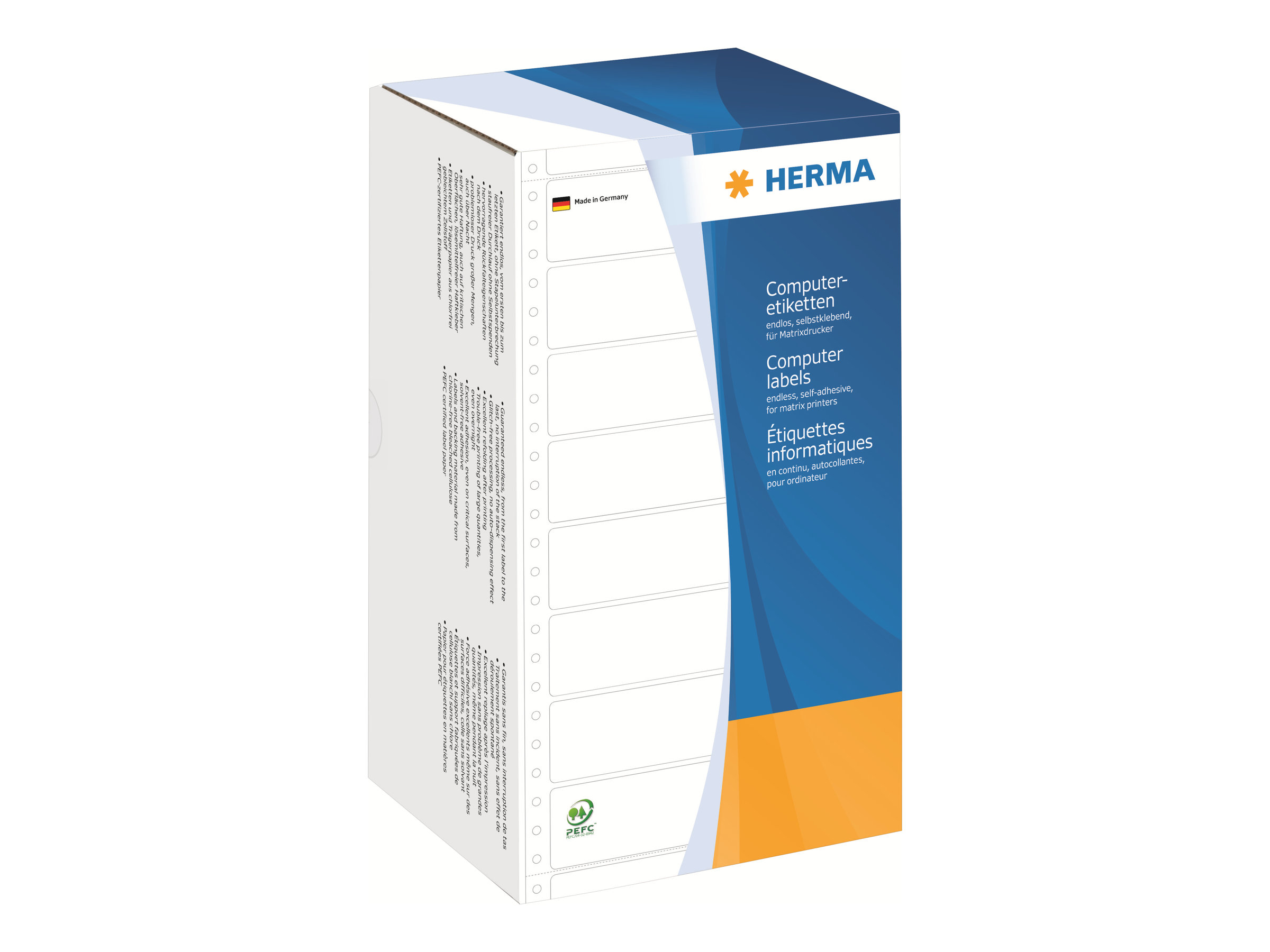 HERMA Computer labels - Papier - matt - permanentselbstklebend - perforiert - weiß - 147.32 x 99.2 mm 3000 Etikett(en) kontinuierliches Endlosetiketten