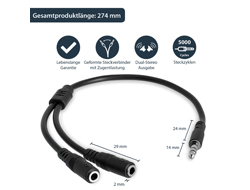StarTech.com 3,5mm Klinke Y-Splitter KabelHeadset Splitter - Audio-Splitter - mini-phone stereo 3.5 mm männlich zu mini-phone stereo 3.5 mm weiblich - 20 cm - Schwarz - für P/N: MU15MMS - MU6MMS