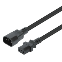 Manhattan Spannungsversorgungs-Verlängerungskabelpower IEC 60320 C13 zu IEC 60320 C14 - Wechselstrom 250 V - 10 A - 1 m - Schwarz