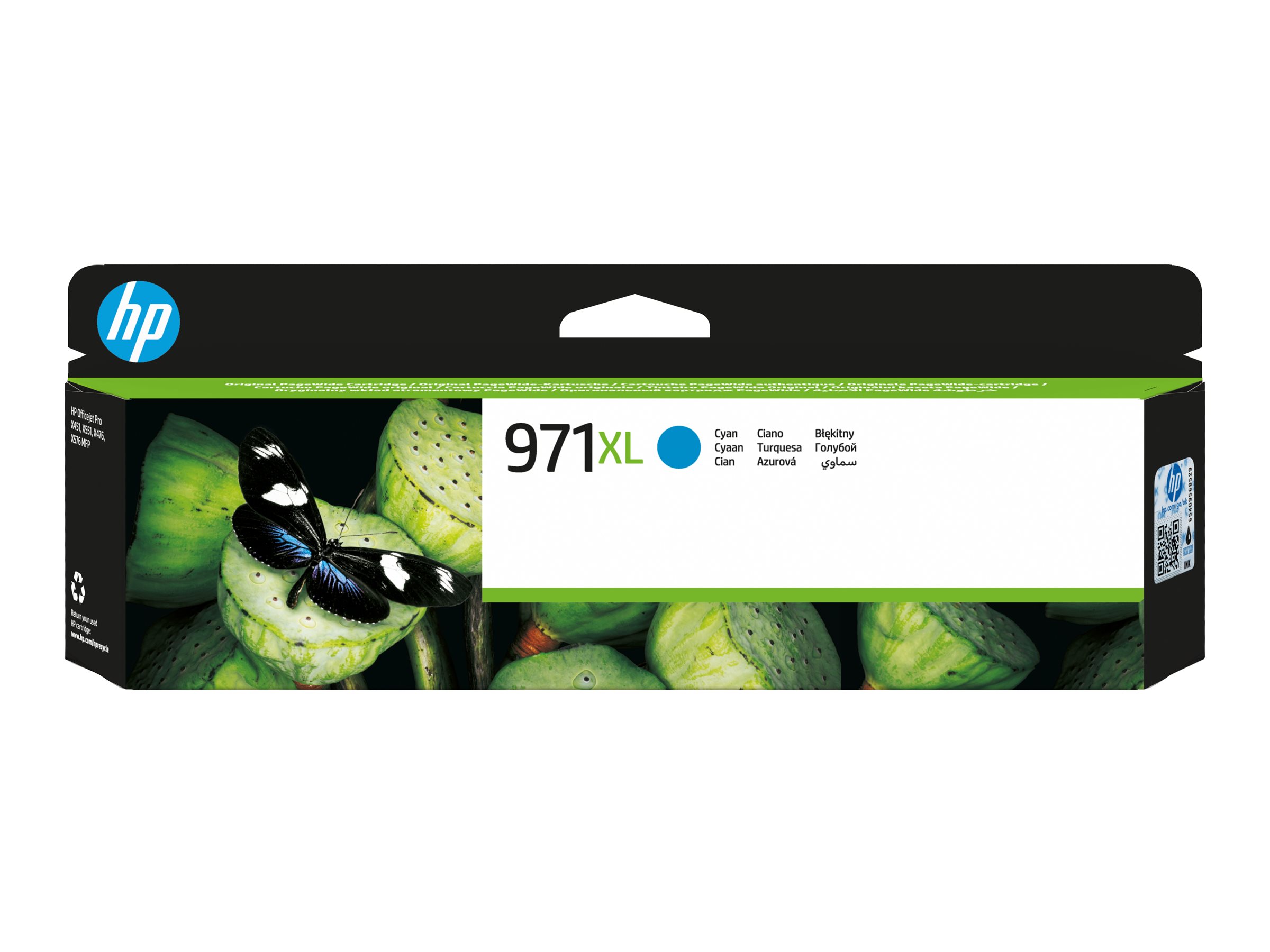 HP 971XL - Hohe Ergiebigkeit - Cyan - originalTintenpatrone - für Officejet Pro X451dn - X451dw - X476dn MFP - X476dw MFP - X551dw - X576dw MFP