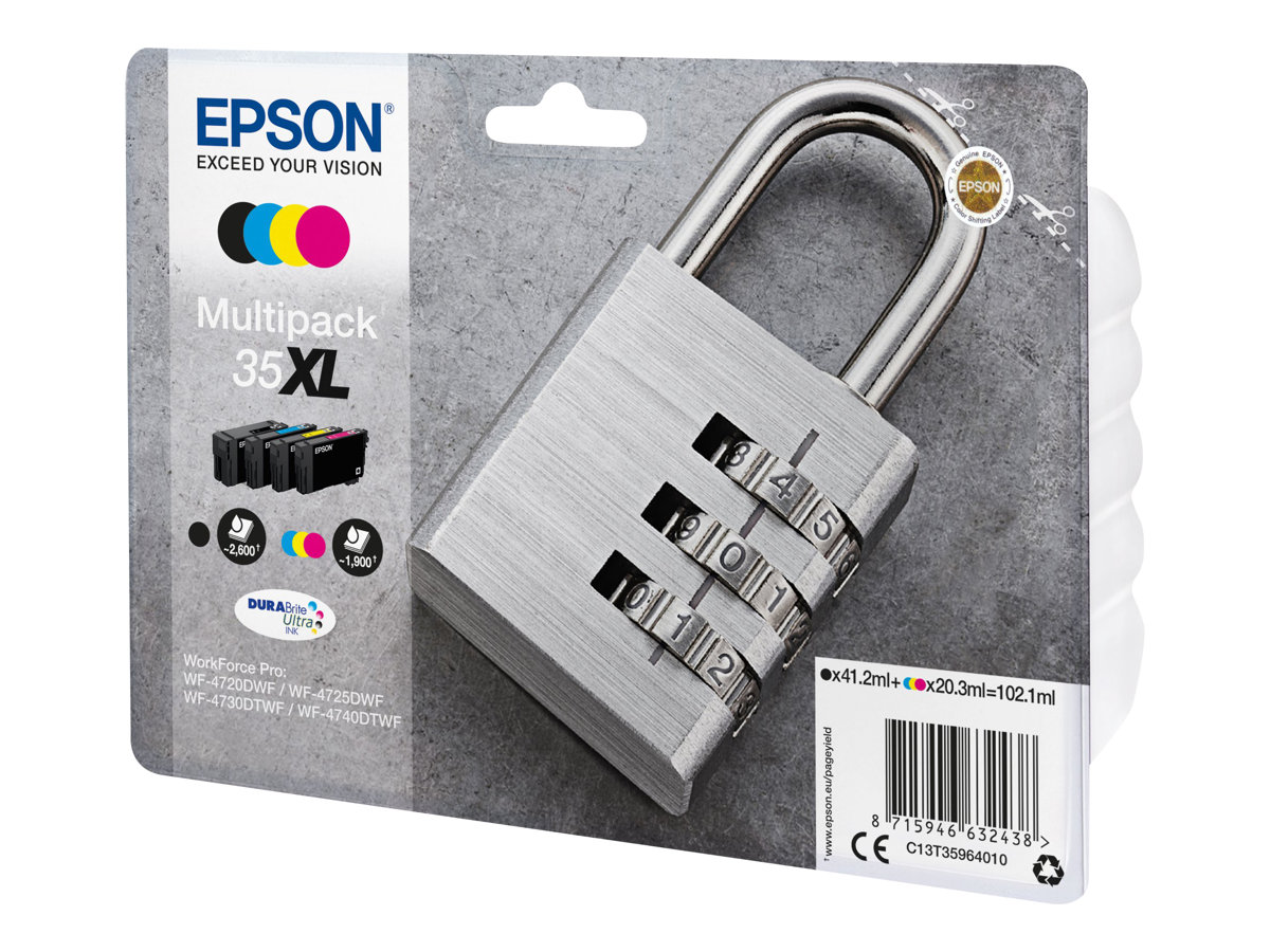 Epson 35XL Multipack - 4er-Pack - XL - SchwarzGelb - Cyan - Magenta - original - Tintenpatrone - für WorkForce Pro WF-4720 - WF-4720DWF - WF-4725DWF - WF-4730 - WF-4730DTWF - WF-4740 - WF-4740DTWF
