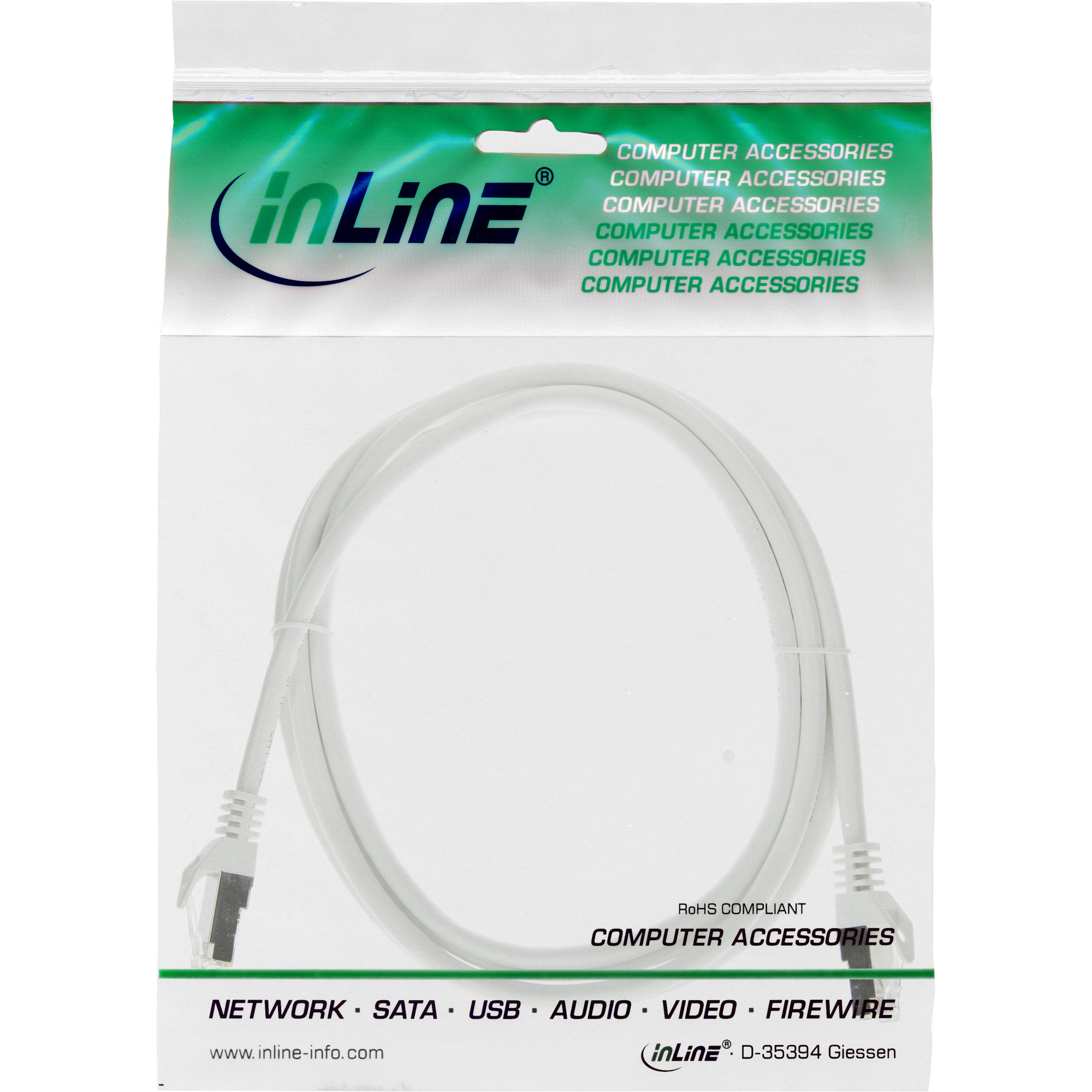 InLine Patchkabel - SF/UTP - Cat.5e - weiß - 3m3 m - SFTP - CAT 5e - geformt - weiß