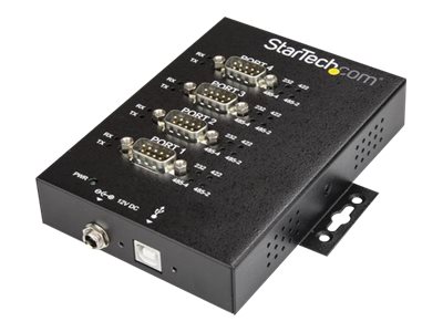 StarTech.com Startech 4 Port Serieller Hub, USB auf RS232/RS485/RS422 Adapter - Industrieller USB 2.0 auf DB9 Konverter Hub - IP30 Schutzklasse - Hutschienenmontierbar, 15kV ESD Schutz (ICUSB234854I)S