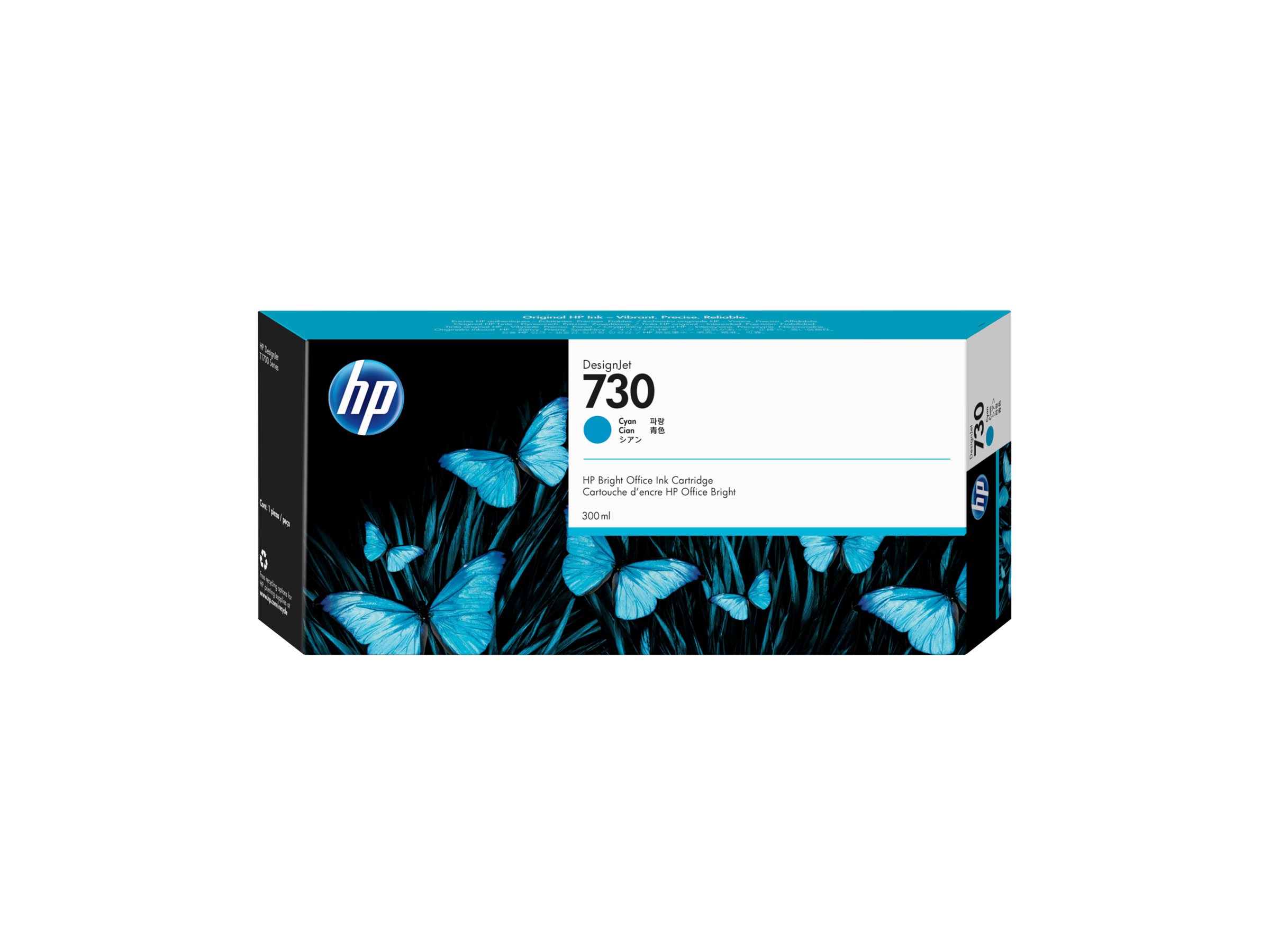 HP 730 - 300 ml - mit hoher Kapazität - Cyanoriginal - DesignJet - Tintenpatrone - für DesignJet SD Pro MFP - T1600 - T1600dr - T1700 - T1700dr - T1708 - T1708dr - T2600 - T2600dr