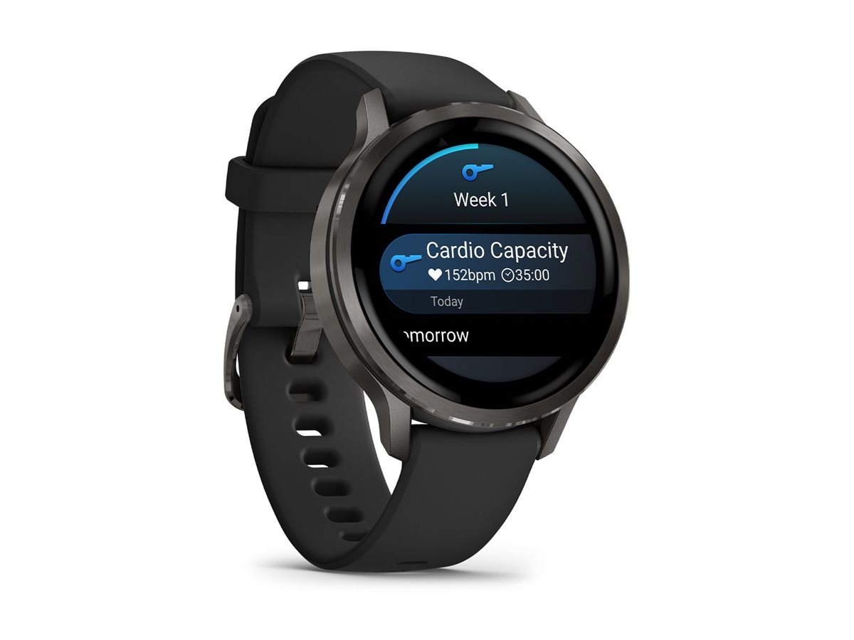 Garmin Venu 4 - 41 mm - Schiefer - intelligente Uhr mit Band - Silikon - schwarz - Handgelenkgröße: 110-175 mm - Anzeige 3.04 cm (1.2")8 GB - Bluetooth - ANT+ - Wi-Fi - 33 g