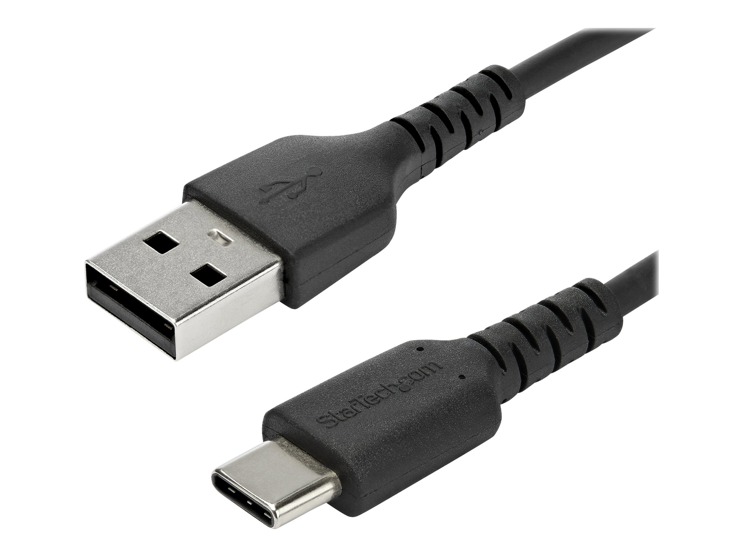StarTech.com StarTech 1m USB A to USB C Charging Cable, Durable Fast Charge & Sync USB 2.0 to USB Type C Data Cord, Rugged TPE Jacket Aramid Fiber M/M 3A Black, Samsung S10, S20, iPad Pro, Pixel - Hea