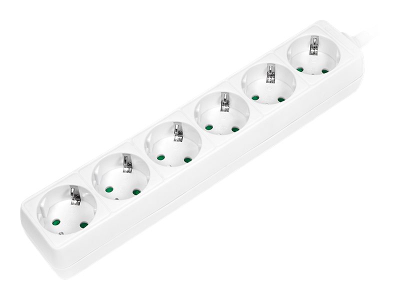 LogiLink Steckdosenleiste - Wechselstrom 250 V - 3500 Watt - Ausgangsanschlüsse: 6 (Typ F)1.5 m Schnur - weiß