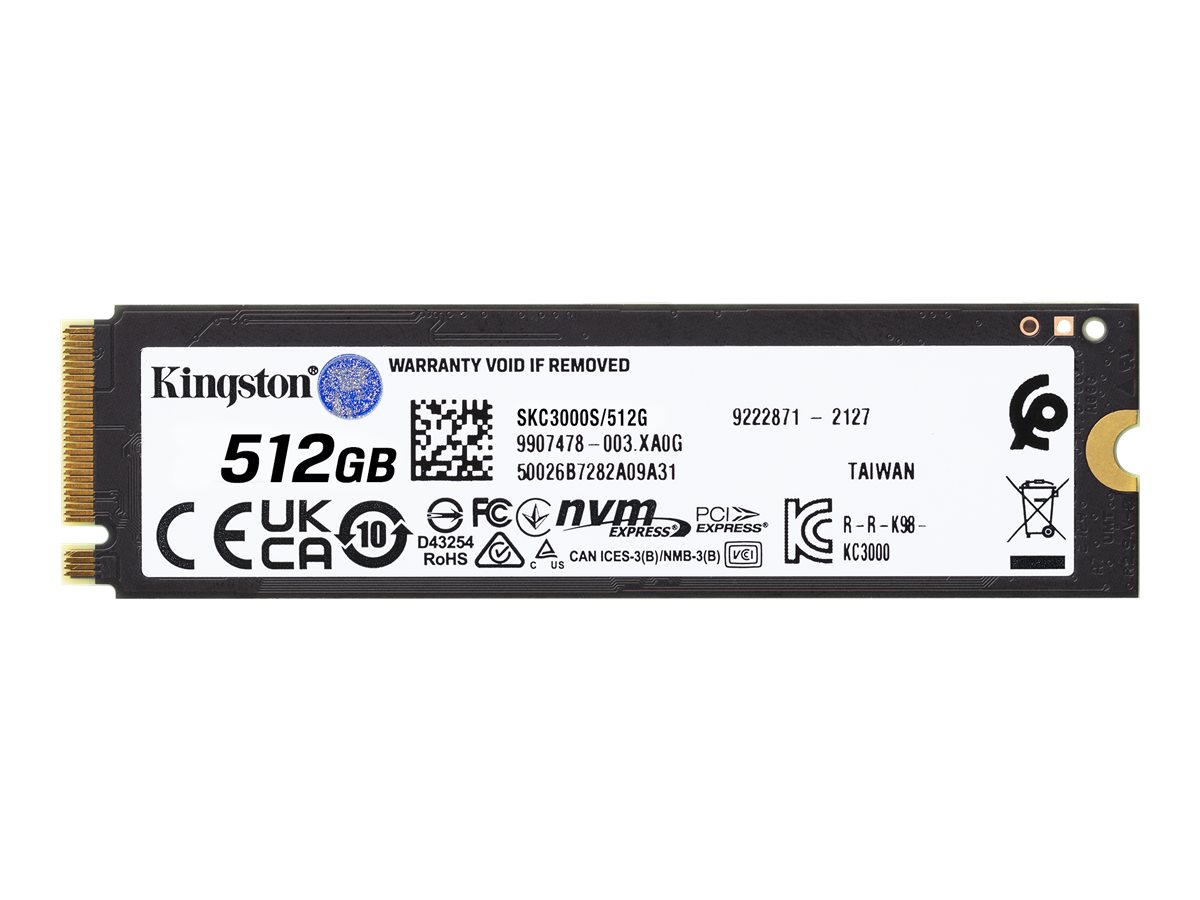 Kingston KC3000 - SSD - 512 GB - intern - M.2 2280 - PCIe 4.0 (NVMe)für Intel Next Unit of Computing 12 Pro Kit - NUC12WSKi5