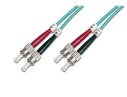 DIGITUS LWL Multimode OM 3 Patchkabel, ST / STzu ST multi-mode (M) - 1 m - 1 m - Glasfaser - 50/125 Mikrometer - OM3 - halogenfrei - Türkis