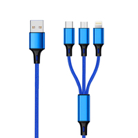 2GO 797151, 1,5 m, USB B, USB C/Micro-USB B/Lightning, Schwarz, Blau