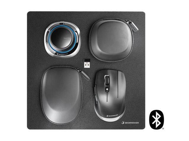 3Dconnexion SpaceMouse Wireless Kit 2 - 3D-Maus ergonomisch - 2 Tasten - kabellos - kabelgebunden - 2.4 GHz
