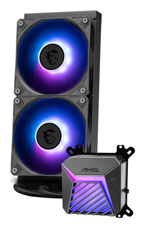 MSI MAG CORELIQUID A15 240, All-in-One-Flüssigkeitskühler, 12 cm, 500 RPM, 2500 RPM, SchwarzAM5 (Ryzen Zen4) - Intel Sockel 1700 (Core i) - Intel Sockel 1851 (Core Ultra 100&200) - 500 rpm - 5 V - 64,