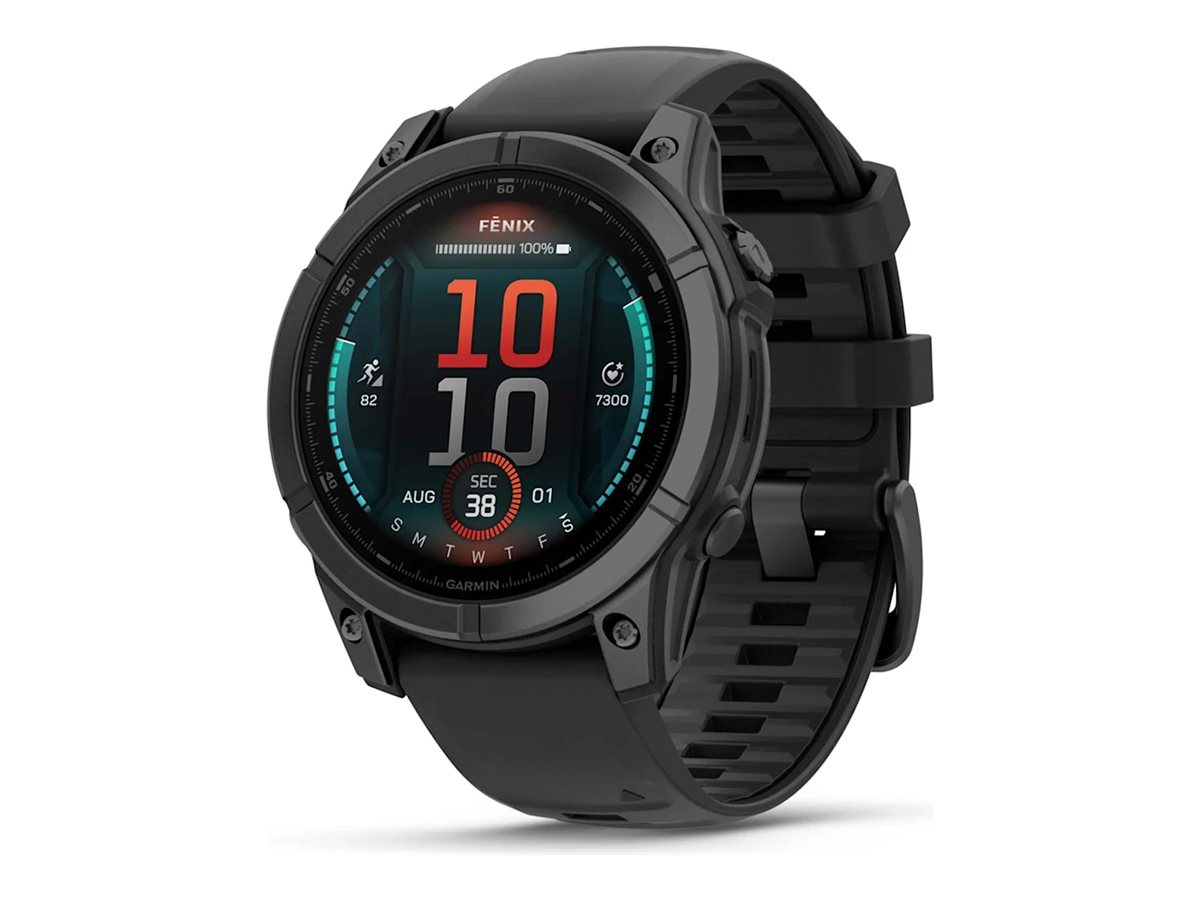 Garmin fenix E - 47 mm - schiefergrau Stahl - Sportuhr mit Band - Silikon - schwarz - Handgelenkgröße: 125-208 mm - Anzeige 3.3 cm (1.3")