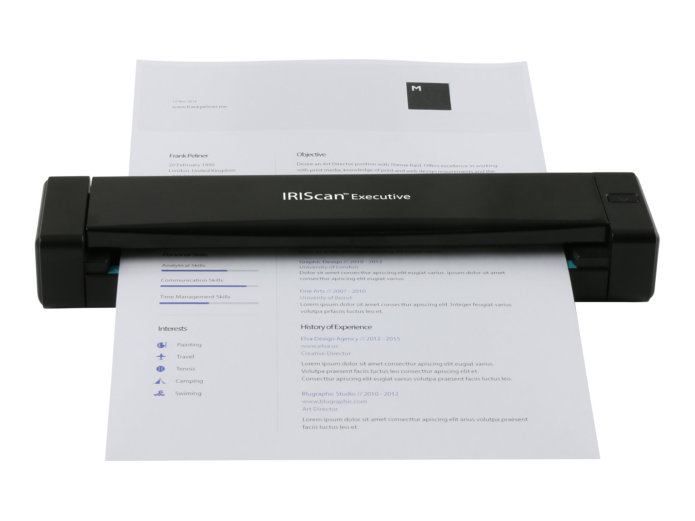IRIS IRIScan Executive 4 - Einzelblatt-ScannerDual-CIS - Duplex - 216 x 813 mm - 600 dpi x 600 dpi - bis zu 100 Scanvorgänge/Tag - USB 2.0