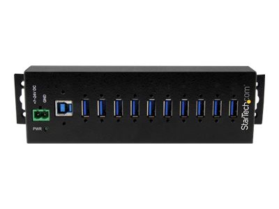 StarTech.com HB30A10AME USB 3.0 Hub (10-PortDin-Rail - Industrielle Anwendung - externes Netzteil - Uberspannungsschutz - ESD - 350 W - 15 kV) - Hub - 10 x USB 3.2 Gen 1 - an DIN-Schiene montierbar -