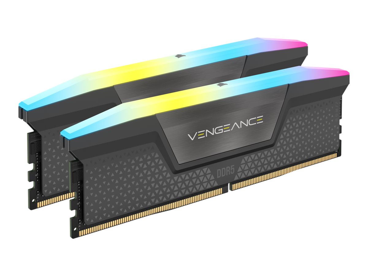 Corsair Vengeance RGB - DDR5 - Kit - 64 GB: 2x 32 GB - DIMM 288-PIN - 5600 MT/s / PC5-44800 - CL40 - 1.25 V - ungepuffert - on-die ECC - Grau