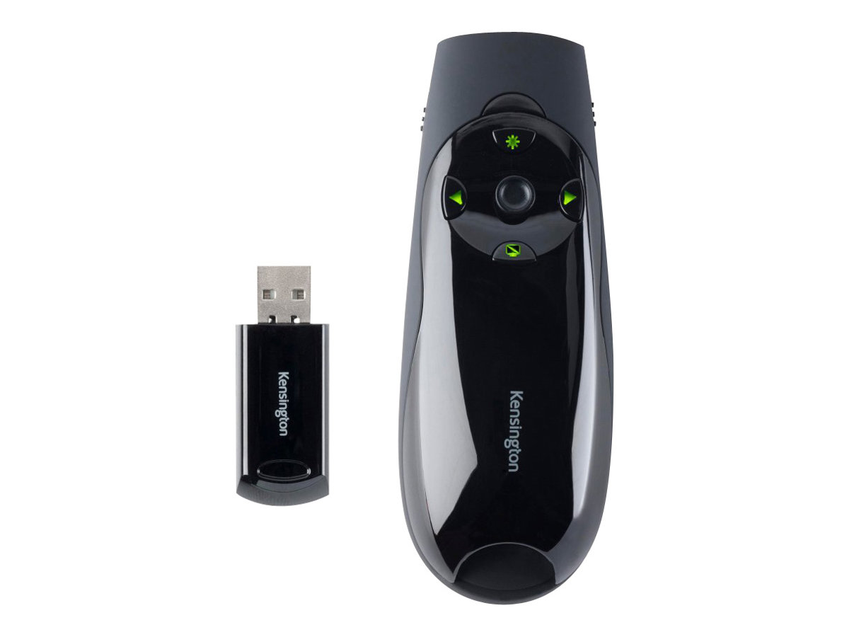 Kensington Presenter Expert Green Laser withCursor Control - Präsentations-Fernsteuerung - Radio - Schwarz