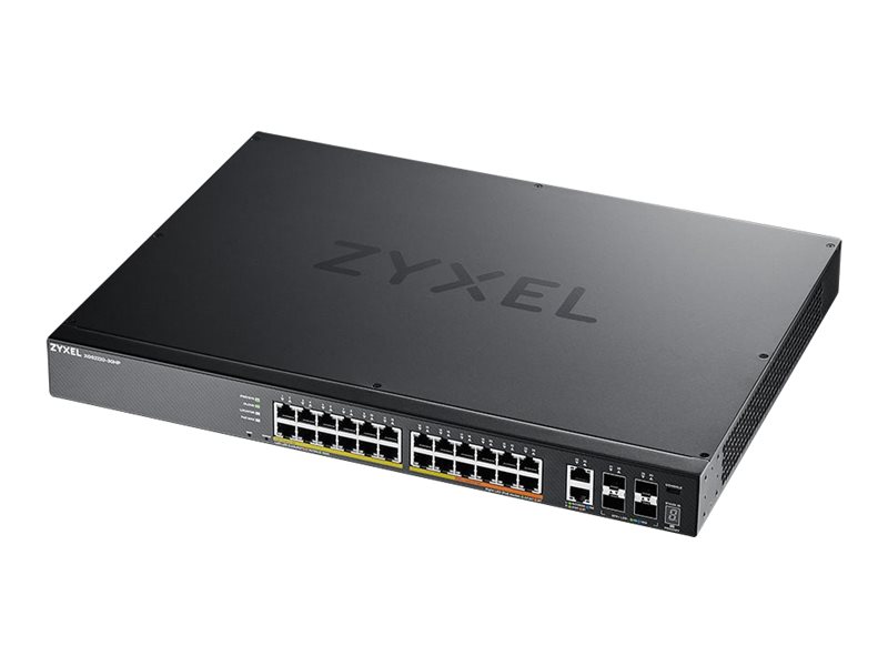 ZyXEL XGS2220 Series XGS2220-30HP - Switch - 24-Port GbE L3 Access, NebulaFLEX Cloud, mit 6 10G Uplink - managed - 16 x 10/100/1000 (PoE+)+ 8 x 10/100/1000 (PoE++) + 2 x 1/2.5/5/10 (PoE++) + 4 x 10 Gi