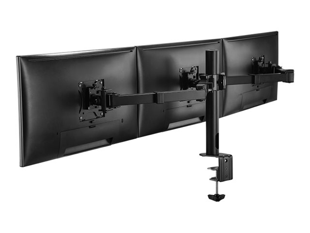 LogiLink Befestigungskit (Klammer, Kabeldurchführungsklemme, Stange, 2 Gelenkarme) - für 3 LCD-Anzeigen - Stahl - Schwarz - Bildschirmgröße: 43.2-68.6 cm (17"-27")Tischmontage
