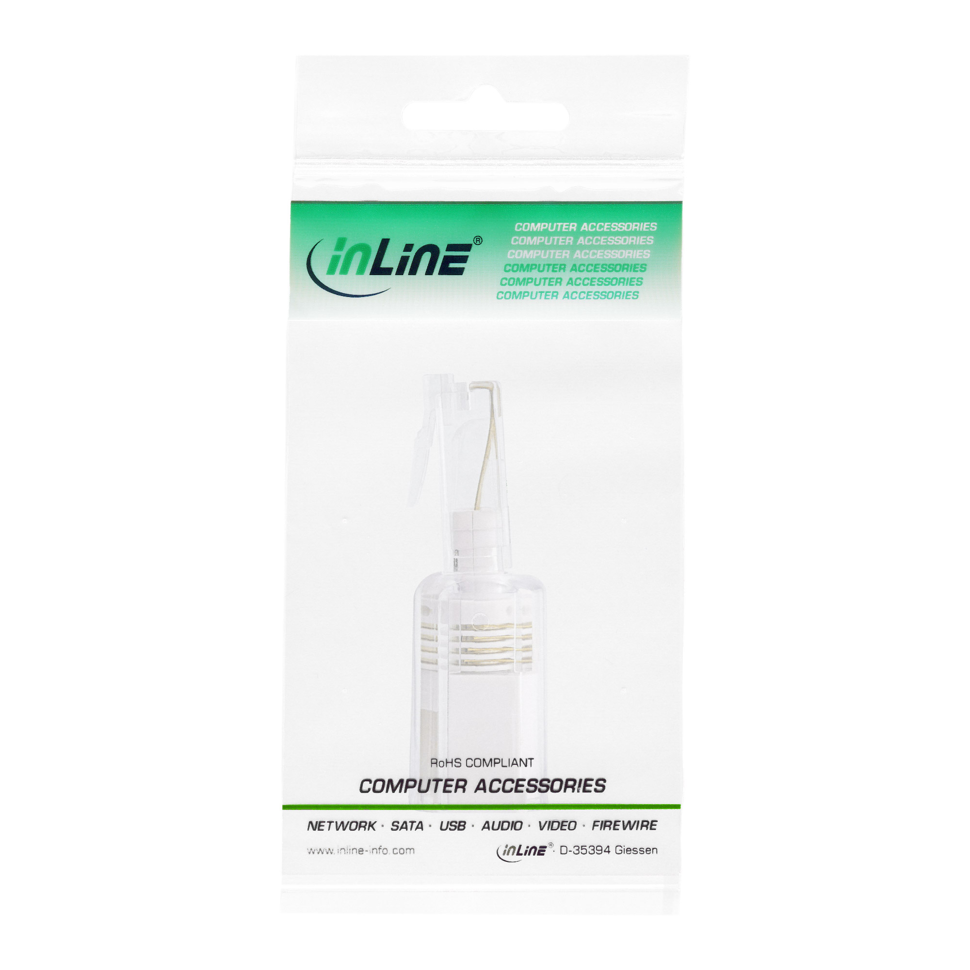 InLine Twist-Stop - Entwirrer für Kabel von Telefonhörer - schmale kurze Bauformzu RJ-10 (M) - durchsichtig