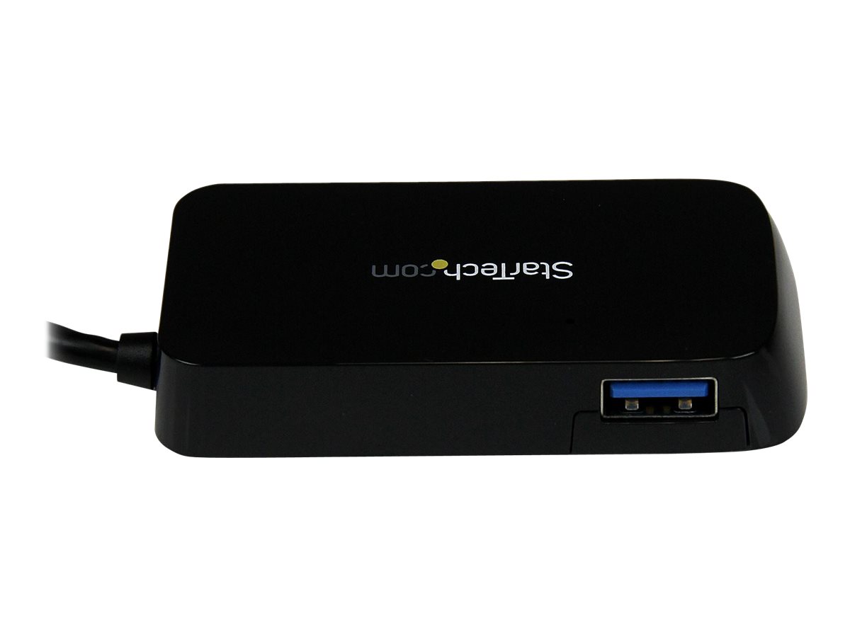 StarTech.com Startech 4 Port USB 3.0 SuperSpeed Hub - SchwarzPortabler externer Mini USB Hub mit eingebautem Kabel - Hub - 4 x SuperSpeed USB 3.0 - Desktop - für P/N: FCREADMICRO3 - MSDREADU3CA - USB3