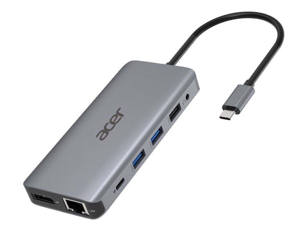Acer 12-In-1 Type-C Adapter - DockingstationUSB-C - 2 x HDMI - DP - 1GbE - für Chromebook 51X; Extensa 15; Predator Helios 300; Predator Triton 300; TravelMate Spin B3