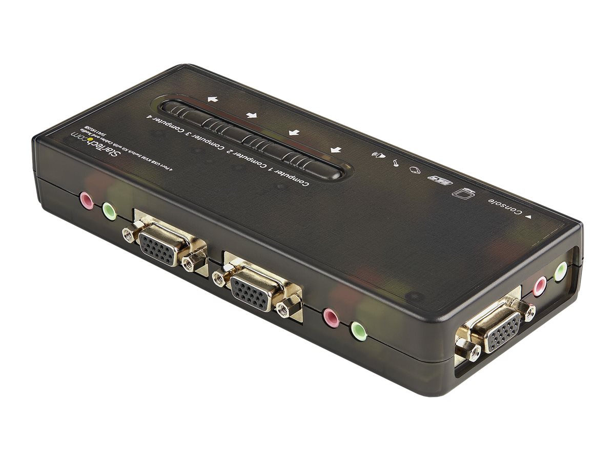 StarTech.com 4 Port VGA / USB KVM Switch inkl.Kabel und Audio - 4-fach VGA Desktop Umschalter - KVM-/Audio-Switch - 4 x KVM/Audio - 1 lokaler Benutzer - Desktop