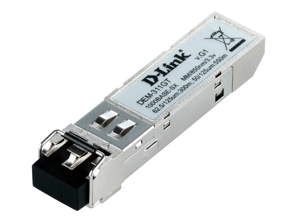 D-Link DEM 311GT - SFP (Mini-GBIC)-Transceiver-Modul1GbE - 1000Base-SX - LC Multi-Mode - bis zu 550 m - 850 nm - für DGS 12XX; DXS 1100 - 1210 - 3400 - 3600; Nuclias Cloud-Managed DBS-2000-10 - 2000-2