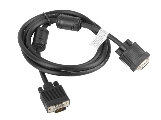 Lanberg VGA-Kabel - HD-15 (VGA) (M) zu HD-15 (VGA)(M) - 1.8 m - Daumenschrauben - Schwarz