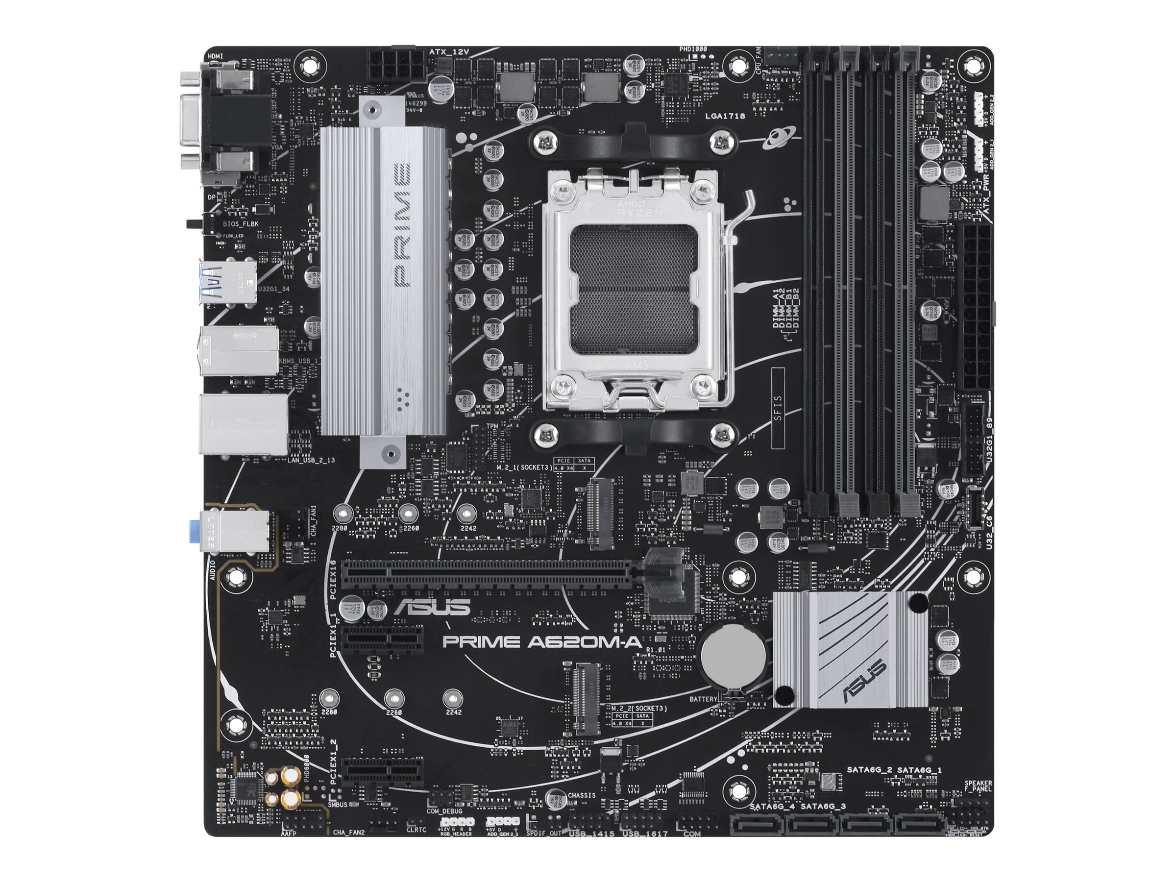 ASUS PRIME A620M-A-CSM - Motherboard - micro ATX - Socket AM5 - AMD A620 Chipsatz - USB-C 3.2 Gen 1, USB 3.2 Gen 1 - Gigabit LAN - Onboard-Grafik (CPU erforderlich)HD Audio (8-Kanal)