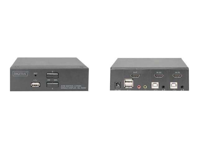 DIGITUS KVM-Switch, 2-Port, Single-Display, 4K, HDMI®x KVM/Audio/USB - 1 lokaler Benutzer - Desktop