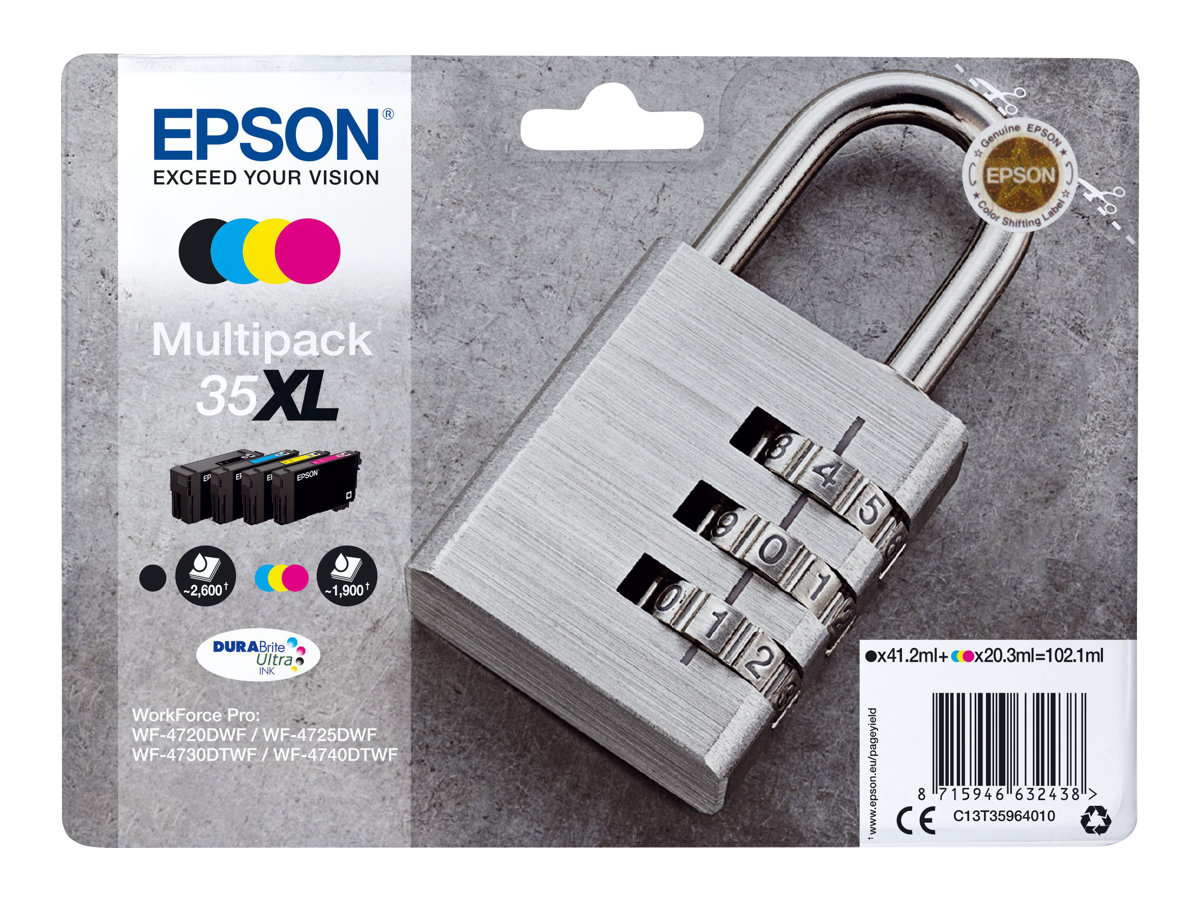 Epson 35XL Multipack - 4er-Pack - XL - SchwarzGelb - Cyan - Magenta - original - Tintenpatrone - für WorkForce Pro WF-4720 - WF-4720DWF - WF-4725DWF - WF-4730 - WF-4730DTWF - WF-4740 - WF-4740DTWF