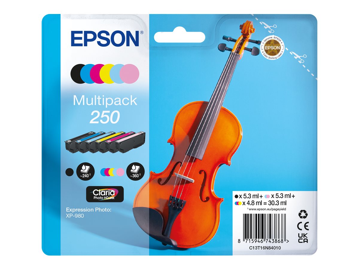 Epson 250 Multipack - 6er-Pack - Schwarz, GelbCyan - Magenta - hell Cyan - hellmagentafarben - original - Blisterverpackung - Tintenpatrone - für P/N: C11CL95402