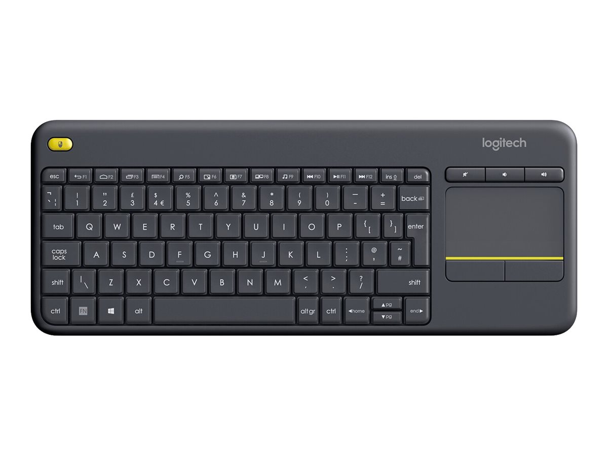Logitech Wireless Touch Keyboard K400 PlusTastatur - kabellos - 2.4 GHz - QWERTY - US International - Schwarz