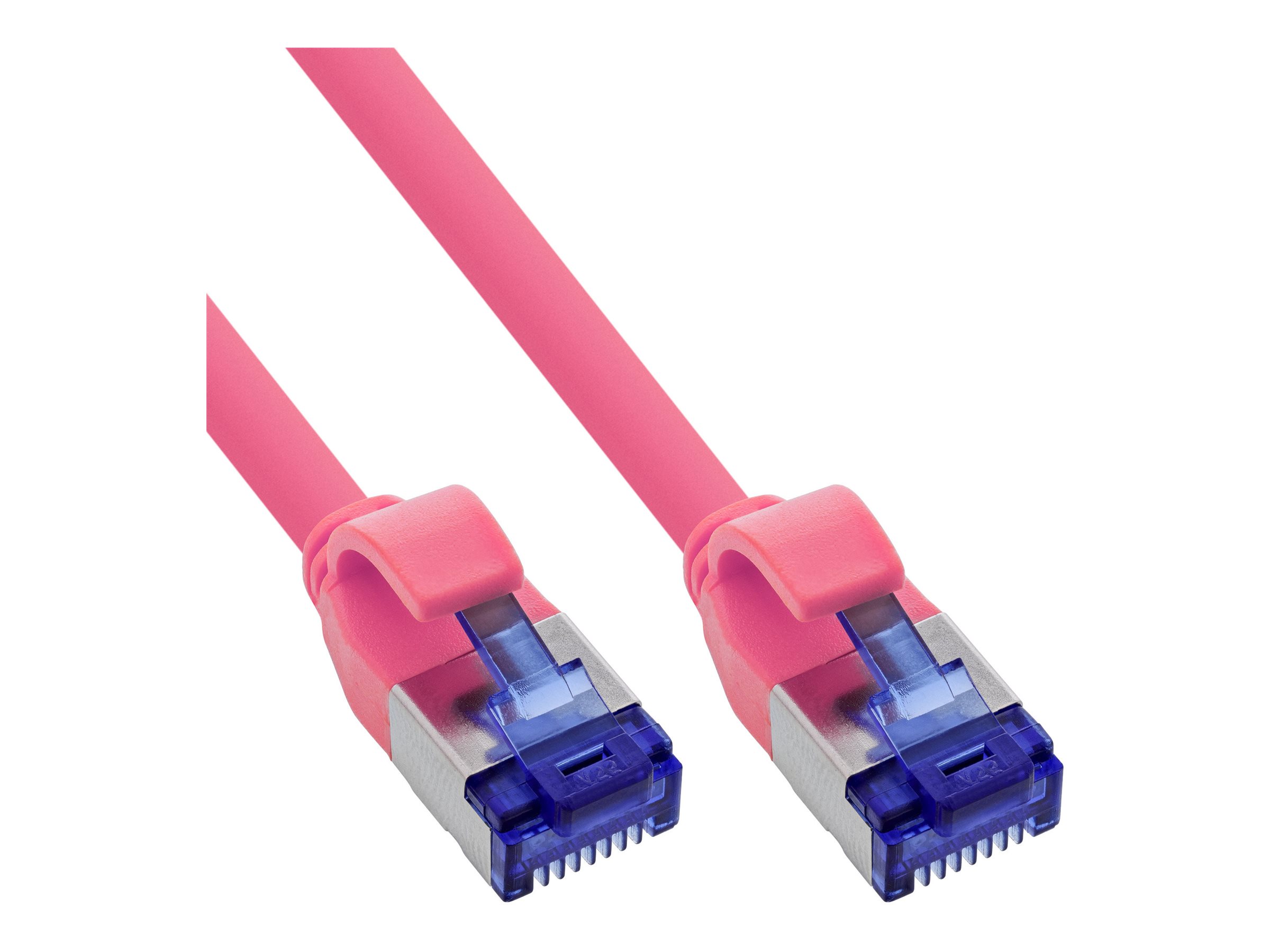 InLine Patchkabel Slim - Cat.6A - S/FTP - TPE (LSZH) flexibel - PoE - magenta - 30m30 m - 4.1 mm - S/FTP - PiMF - CAT 6a - IEEE 802.3bt - halogenfrei - ohne Haken - schmal - flexibel - Magenta