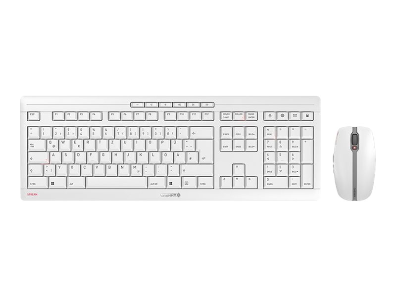 Cherry STREAM DESKTOP RECHARGE - Tastatur-und-Maus-Setkabellos - 2.4 GHz - QWERTZ - Deutsch - Tastenschalter: CHERRY SX - Pale Gray