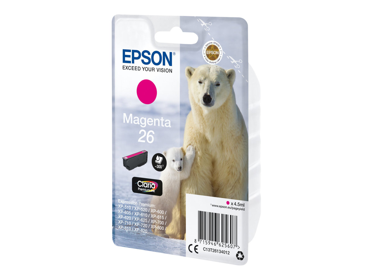 Epson 26 - 4.5 ml - Magenta - original - Tintenpatronefür Expression Premium XP-510 - 520 - 600 - 605 - 610 - 615 - 620 - 625 - 700 - 710 - 720 - 800 - 810 - 820