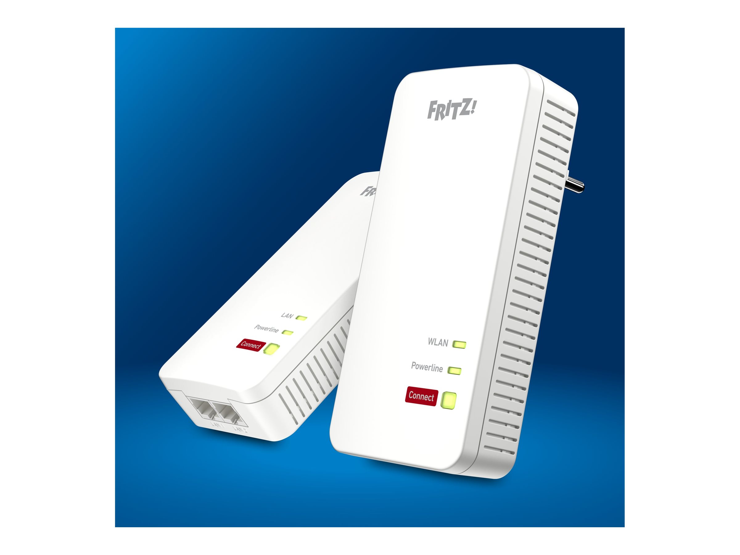 AVM FRITZ!Powerline 1240 AX - Wi-Fi Set - Powerline-Adapter-Kit 2-Port-Switch - 1GbE, HomePlug AV (HPAV)Wi-Fi 6 - 2,4 GHz - an Wandsteckdose anschließbar