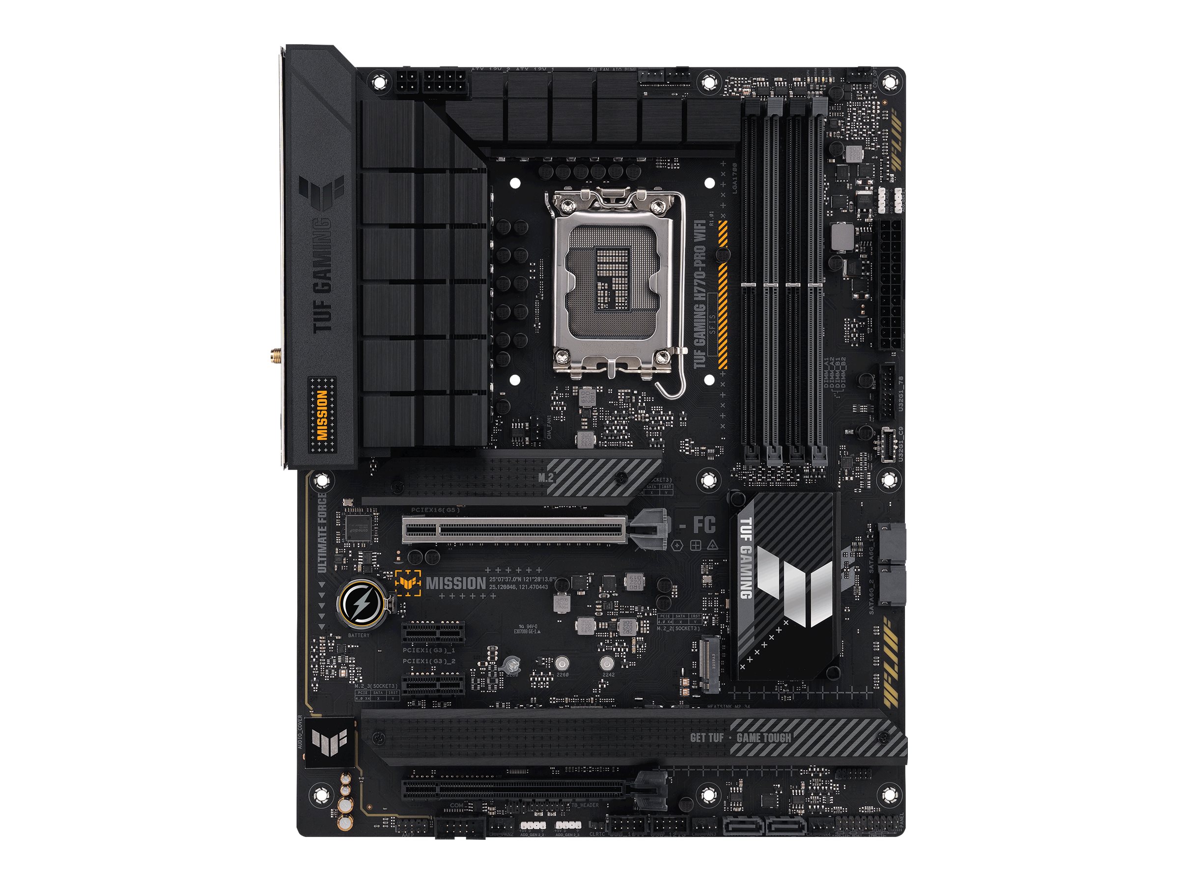 ASUS TUF GAMING H770-PRO WIFI - Motherboard - ATX - LGA1700 Sockel - H770 Chipsatz - USB-C 3.2 Gen 2x2, USB 3.2 Gen 2, USB 3.2 Gen 1, USB-C 3.2 Gen 1 - 2.5 Gigabit LAN, Wi-Fi 6, Bluetooth - Onboard-Gr