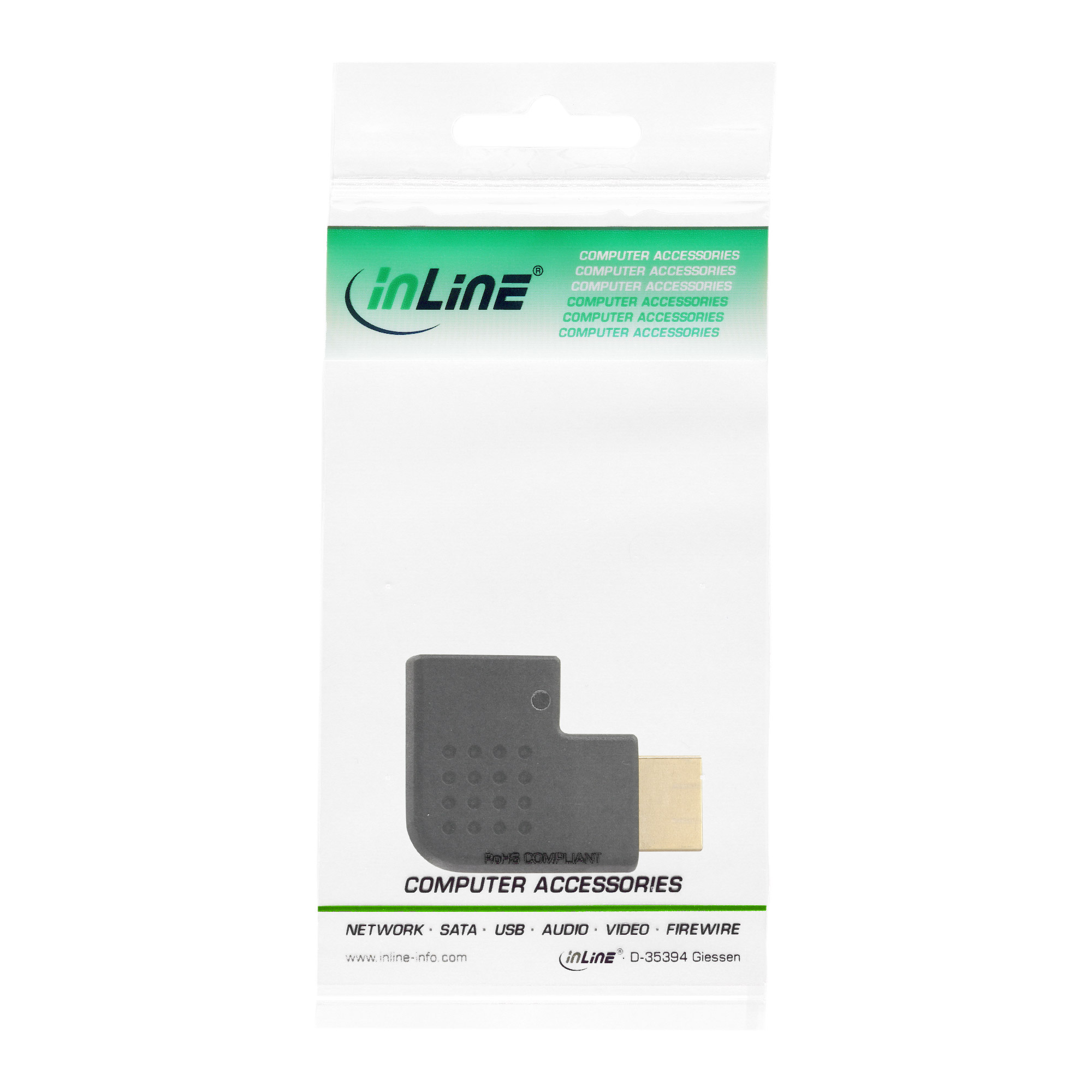 InLine HDMI Adapter - Stecker / Buchse - seitlich links gewinkelt - 4K2Kweiblich - Schwarz - links-gewinkelter Stecker