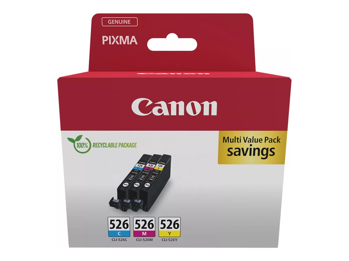 Canon CLI-526 C/M/Y Multi pack - 3er-Pack - 9ml - Gelb - Cyan - Magenta - original - Tintenbehälter - für PIXMA iP4850 - iP4950 - iX6550 - MG5150 - MG5250 - MG5350 - MG6150 - MG6250 - MX895