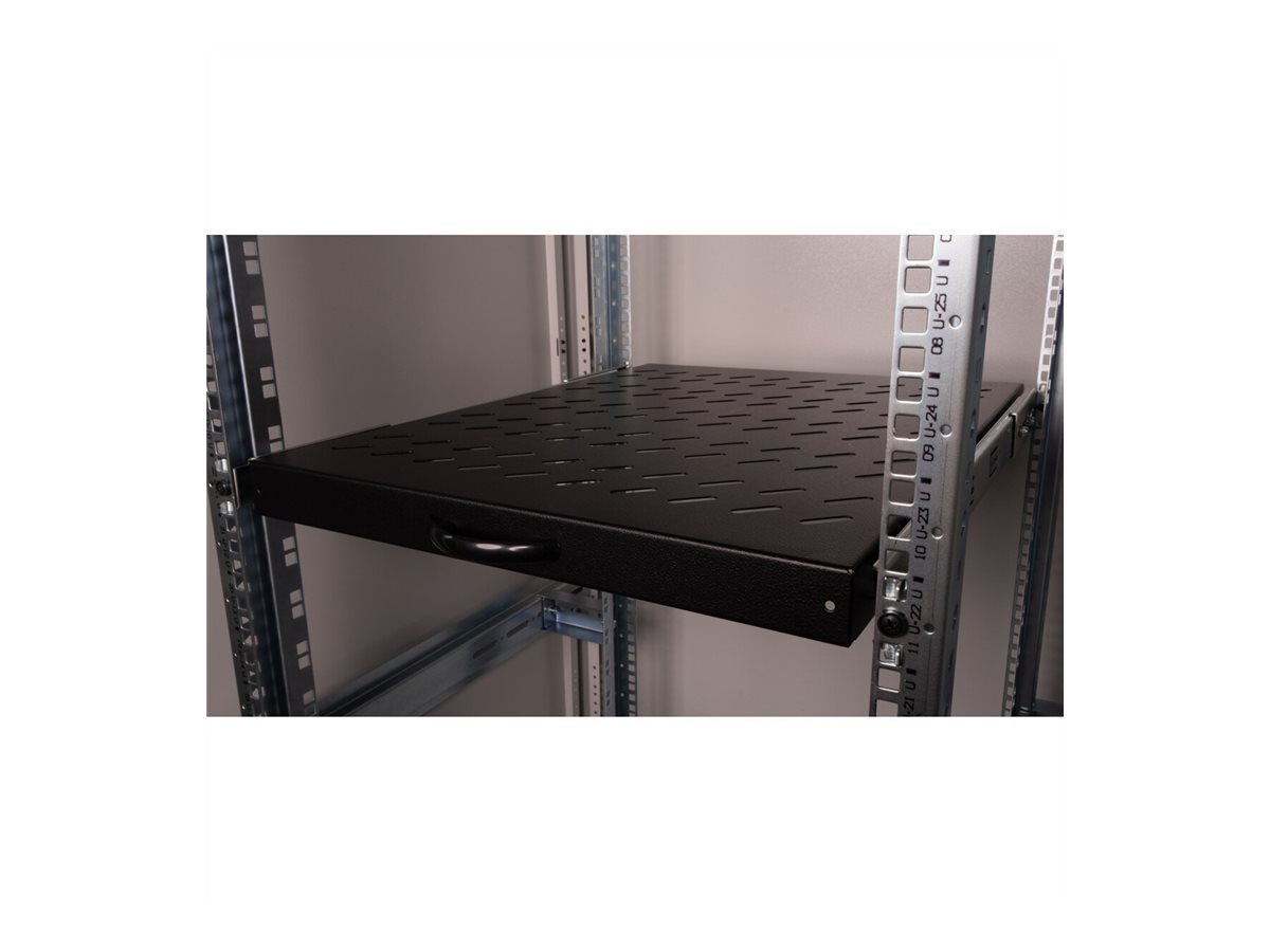 ROLINE Rack-Schieberegal - 550 mm tief, Tragfähigkeit 25 kg - RAL 9005, Jet Black - 1U - 48.3 cm (19")für P/N: 26.21.0226 - 26.21.0227 - 26.21.0229 - 26.21.0232 - 26.21.0235 - 26.21.0238 - 26.21.0239