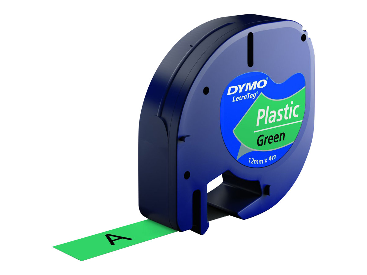 Dymo LetraTAG - Kunststoff - Schwarz auf Grün - Rolle (1,2 cm x 4 m)1 Kassette(n) Band - für LetraTag LT-100H - LT-100T