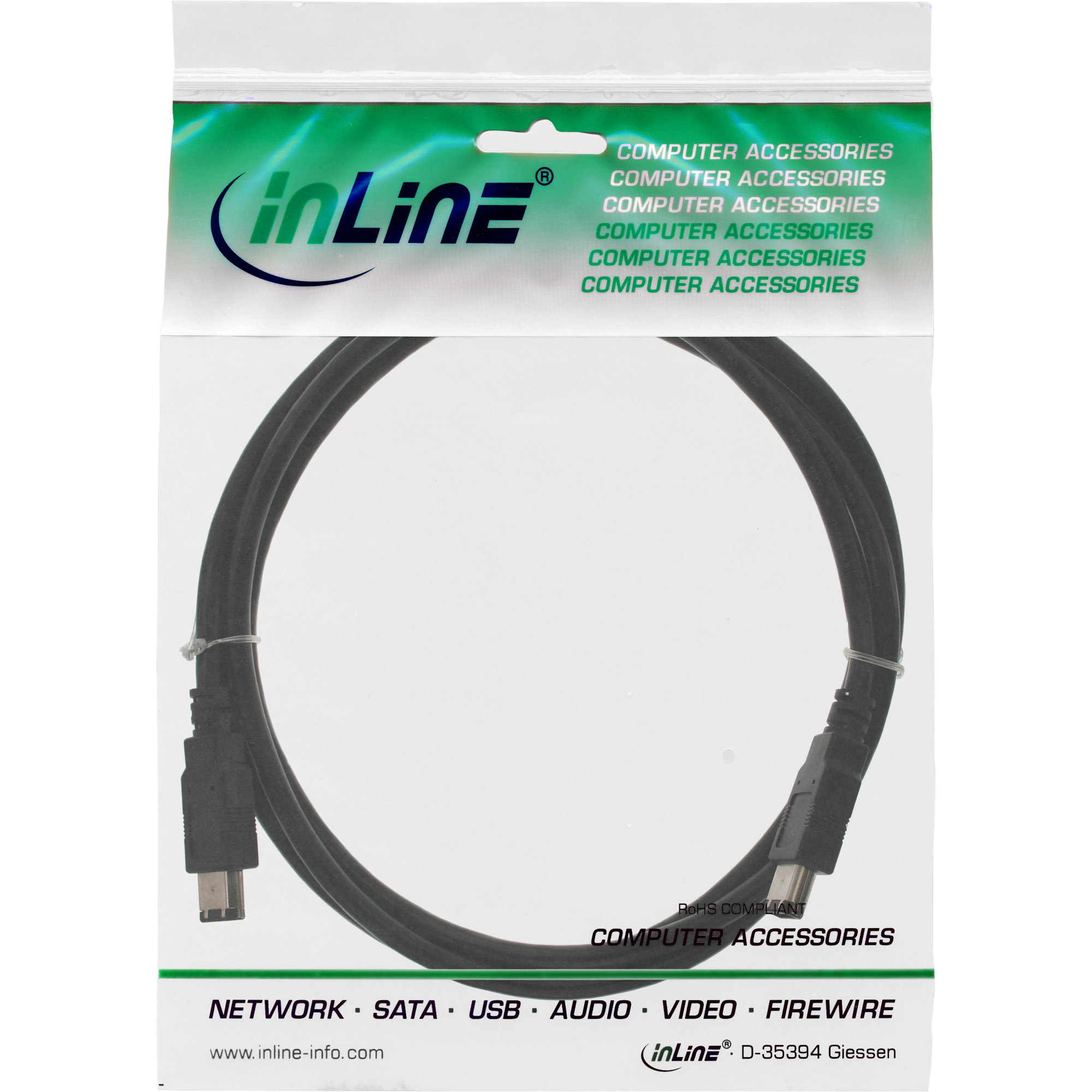 InLine FireWire Kabel - IEEE1394 6pol Stecker / Stecker - schwarz - 1mzu FireWire - 6-polig (M) - 1 m
